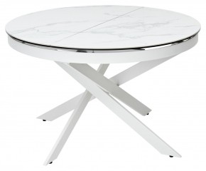 Стол TRENTO 120 HIGH GLOSS STATUARIO Белый мрамор глянцевый, керамика/ белый каркас, ®DISAUR в Кировграде - kirovgrad.mebel24.online | фото 1