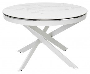 Стол TRENTO 120 HIGH GLOSS STATUARIO Белый мрамор глянцевый, керамика/ белый каркас, ®DISAUR в Кировграде - kirovgrad.mebel24.online | фото 2
