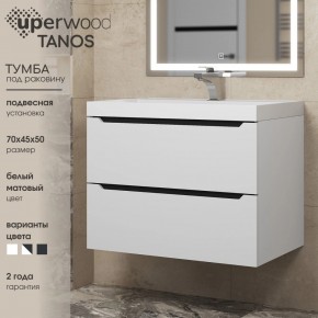 Тумба под раковину Uperwood Tanos 70 см, подвесная, белая/графит в Кировграде - kirovgrad.mebel24.online | фото 3