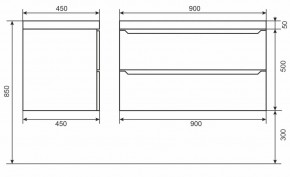 Тумба под раковину Uperwood Tanos 90 см, подвесная, белая/графит в Кировграде - kirovgrad.mebel24.online | фото 6