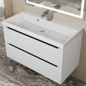 Тумба под раковину Uperwood Tanos 90 см, подвесная, белая/графит в Кировграде - kirovgrad.mebel24.online | фото 9